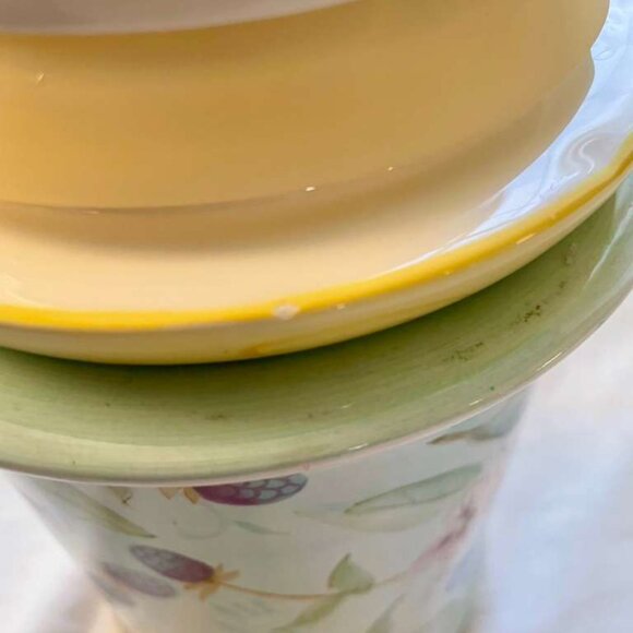 Vintage Capriware Ceramic Canister Set – White Floral & Berry Design – Set of 2 - Picture 15 of 16